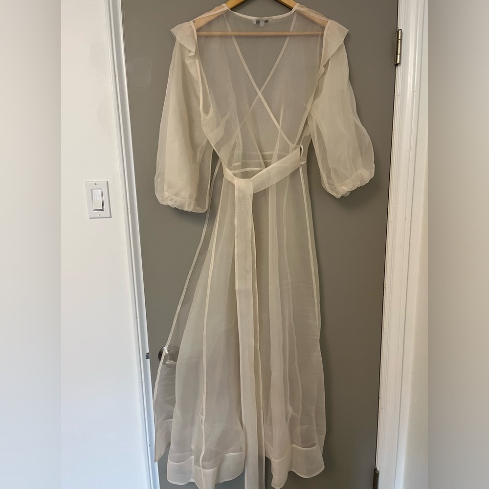 Sheer Wrap Maxi Dress in Champagne by Kamperett - Picture 4 of 11